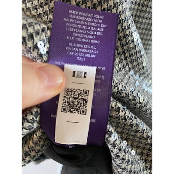 Ralph Lauren Purple Label Corsica Cocktail Dress 10 Houndstooth Sequins - Picture 13 of 14